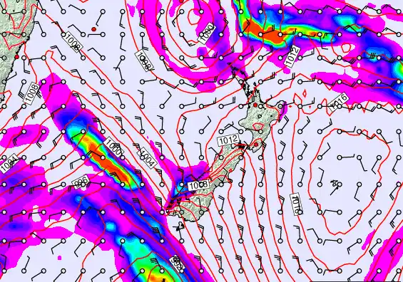 New Zealand forecast chart for Thursday, March 12th, 2026 at 12:00 AM