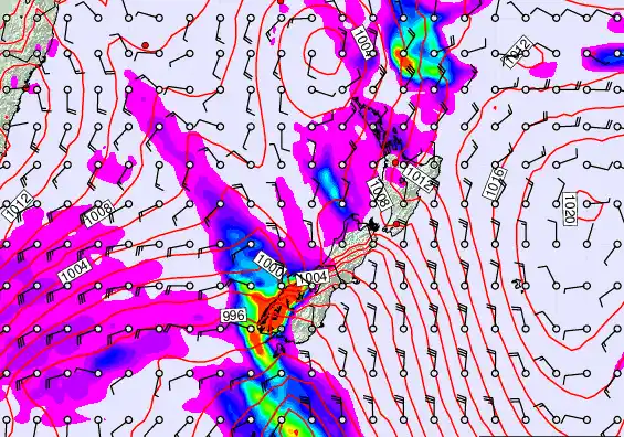 New Zealand forecast chart for Thursday, March 12th, 2026 at 12:00 PM