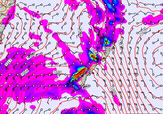 New Zealand forecast chart for Thursday, March 12th, 2026 at 6:00 PM
