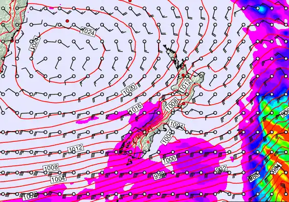 New Zealand forecast chart for Saturday, March 14th, 2026 at 6:00 AM