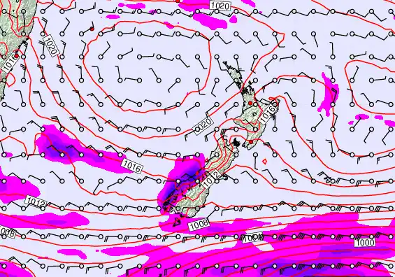 New Zealand forecast chart for Sunday, March 15th, 2026 at 12:00 PM