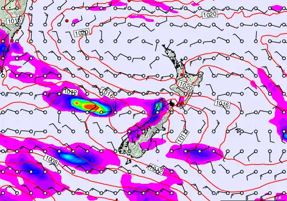 New Zealand forecast chart for Monday, March 16th, 2026 at 6:00 PM