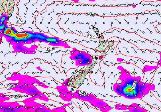 New Zealand forecast chart for Tuesday, March 17th, 2026 at 12:00 PM