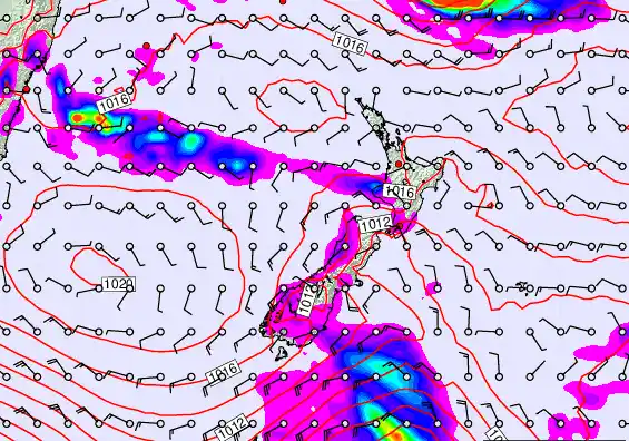 New Zealand forecast chart for Wednesday, March 18th, 2026 at 6:00 AM