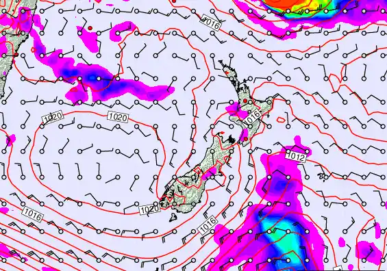 New Zealand forecast chart for Wednesday, March 18th, 2026 at 12:00 PM