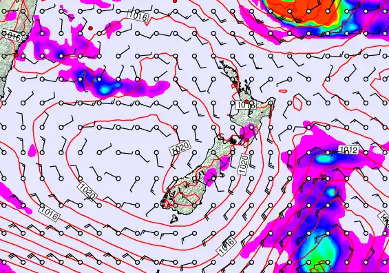 New Zealand forecast chart for Wednesday, March 18th, 2026 at 6:00 PM