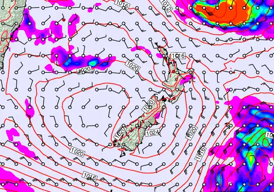 New Zealand forecast chart for Thursday, March 19th, 2026 at 12:00 AM