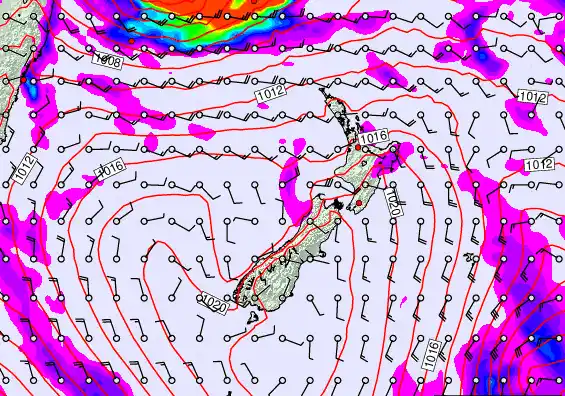 New Zealand forecast chart for Monday, March 9th, 2026 at 6:00 PM