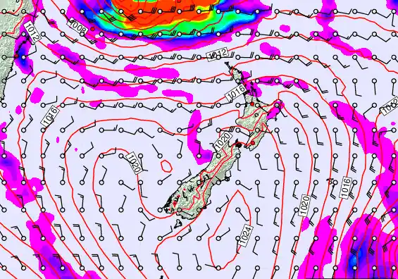 New Zealand forecast chart for Tuesday, March 10th, 2026 at 12:00 AM