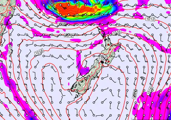 New Zealand forecast chart for Tuesday, March 10th, 2026 at 6:00 AM