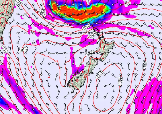 New Zealand forecast chart for Tuesday, March 10th, 2026 at 12:00 PM