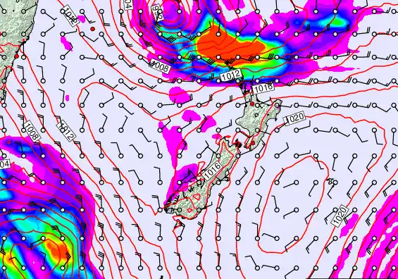 New Zealand forecast chart for Wednesday, March 11th, 2026 at 12:00 AM
