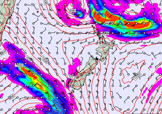 New Zealand forecast chart for Wednesday, March 11th, 2026 at 12:00 PM