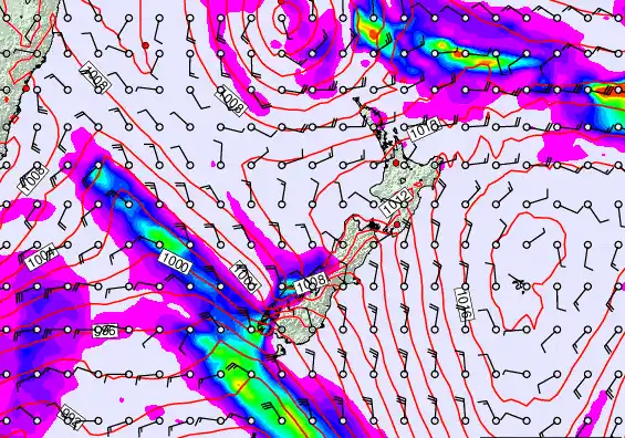 New Zealand forecast chart for Thursday, March 12th, 2026 at 12:00 AM
