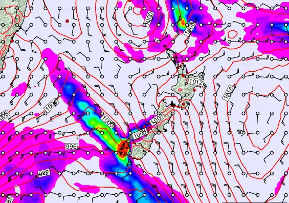 New Zealand forecast chart for Thursday, March 12th, 2026 at 6:00 AM
