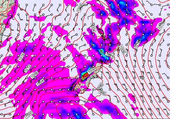 New Zealand forecast chart for Friday, March 13th, 2026 at 12:00 AM