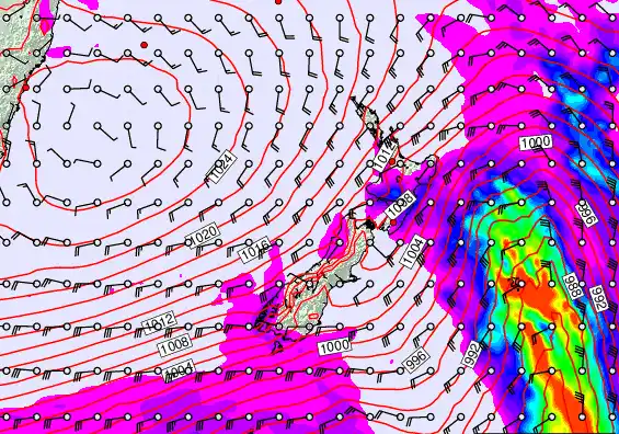 New Zealand forecast chart for Saturday, March 14th, 2026 at 12:00 AM