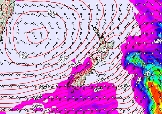 New Zealand forecast chart for Saturday, March 14th, 2026 at 6:00 AM