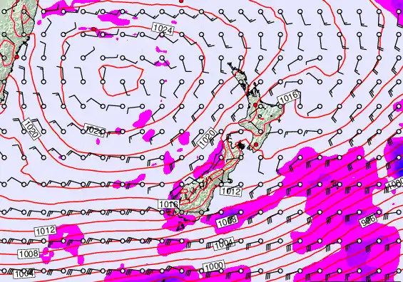 New Zealand forecast chart for Saturday, March 14th, 2026 at 6:00 PM
