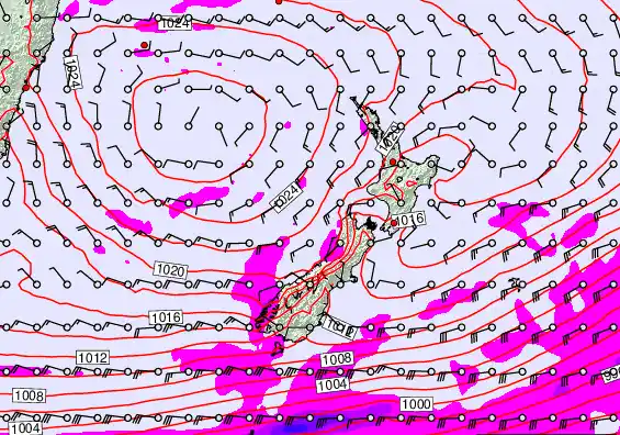 New Zealand forecast chart for Sunday, March 15th, 2026 at 12:00 AM