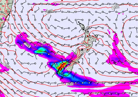 New Zealand forecast chart for Monday, March 16th, 2026 at 6:00 AM