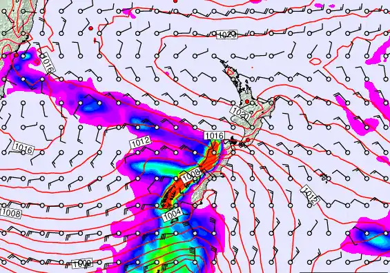 New Zealand forecast chart for Tuesday, March 17th, 2026 at 12:00 PM