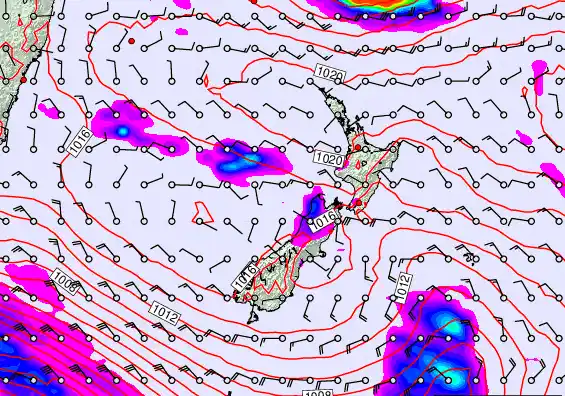 New Zealand forecast chart for Wednesday, March 18th, 2026 at 12:00 AM