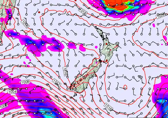 New Zealand forecast chart for Wednesday, March 18th, 2026 at 12:00 PM