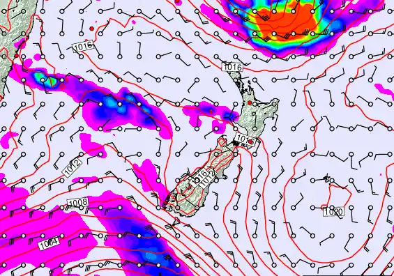 New Zealand forecast chart for Wednesday, March 18th, 2026 at 6:00 PM