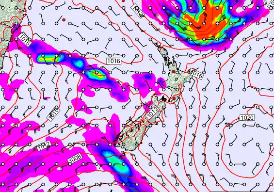 New Zealand forecast chart for Thursday, March 19th, 2026 at 12:00 AM