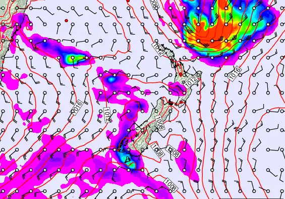 New Zealand forecast chart for Thursday, March 19th, 2026 at 6:00 AM