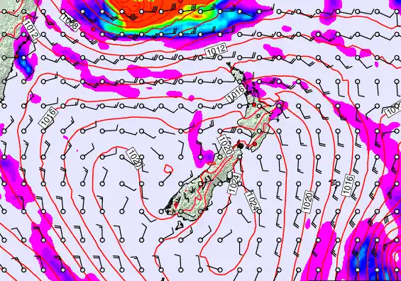 New Zealand forecast chart for Tuesday, March 10th, 2026 at 12:00 AM