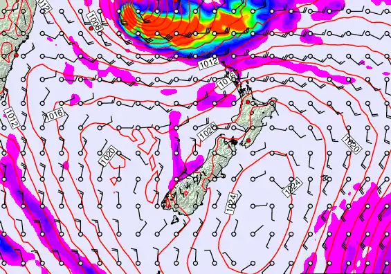 New Zealand forecast chart for Tuesday, March 10th, 2026 at 12:00 PM