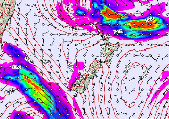 New Zealand forecast chart for Wednesday, March 11th, 2026 at 12:00 PM