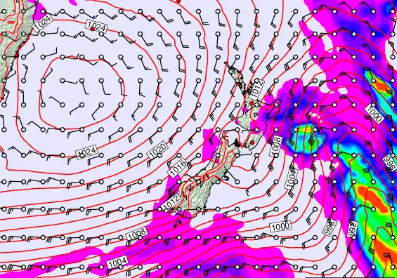 New Zealand forecast chart for Saturday, March 14th, 2026 at 6:00 AM