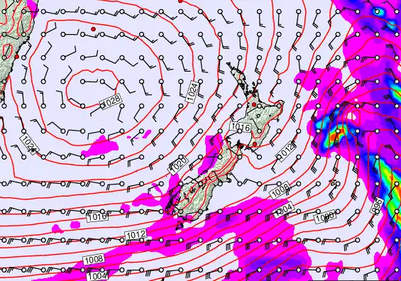 New Zealand forecast chart for Saturday, March 14th, 2026 at 12:00 PM