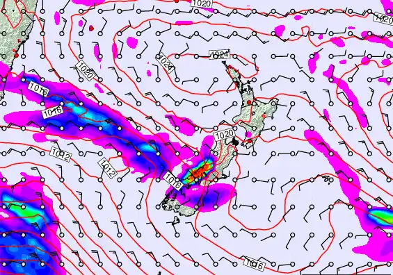 New Zealand forecast chart for Tuesday, March 17th, 2026 at 12:00 AM
