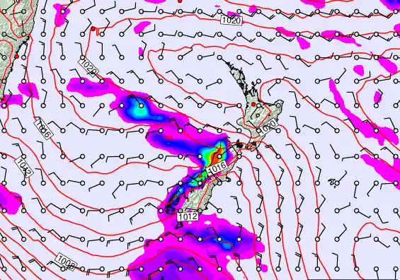 New Zealand forecast chart for Tuesday, March 17th, 2026 at 6:00 PM