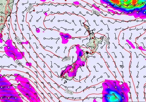New Zealand forecast chart for Wednesday, March 18th, 2026 at 6:00 AM