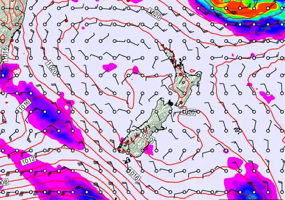 New Zealand forecast chart for Wednesday, March 18th, 2026 at 12:00 PM