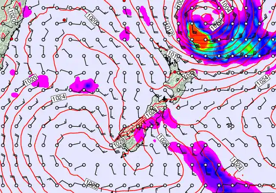 New Zealand forecast chart for Thursday, March 19th, 2026 at 6:00 PM