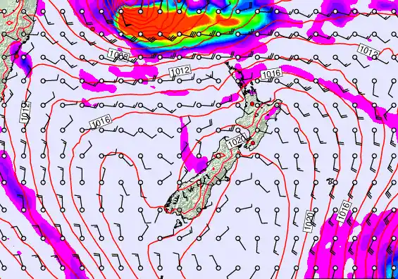 New Zealand forecast chart for Tuesday, March 10th, 2026 at 6:00 AM