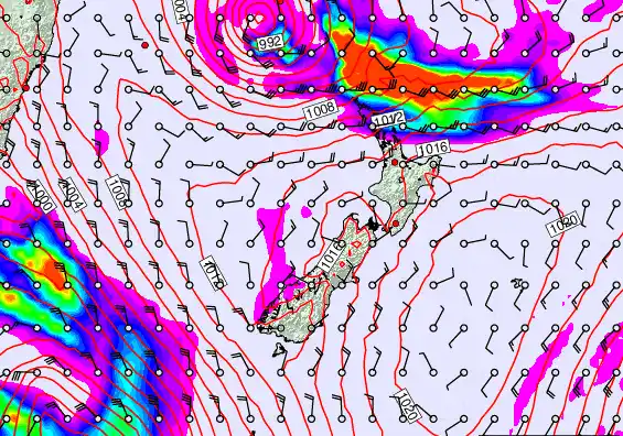 New Zealand forecast chart for Wednesday, March 11th, 2026 at 6:00 AM
