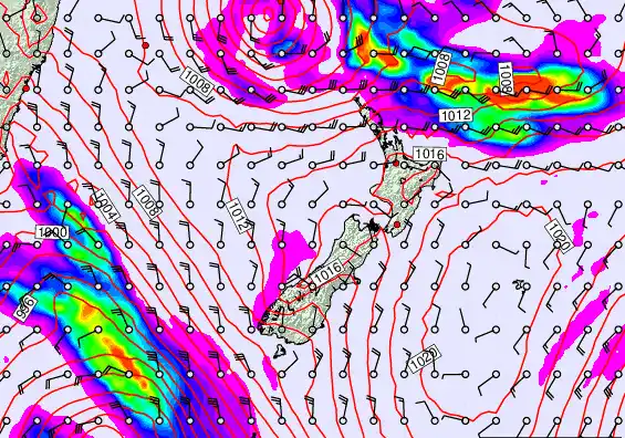 New Zealand forecast chart for Wednesday, March 11th, 2026 at 12:00 PM