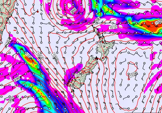 New Zealand forecast chart for Wednesday, March 11th, 2026 at 6:00 PM