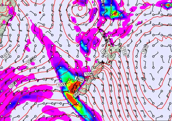 New Zealand forecast chart for Thursday, March 12th, 2026 at 12:00 PM
