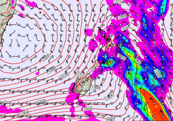 New Zealand forecast chart for Saturday, March 14th, 2026 at 12:00 AM