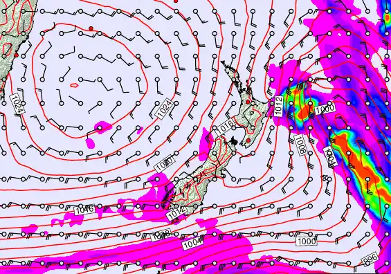 New Zealand forecast chart for Saturday, March 14th, 2026 at 12:00 PM