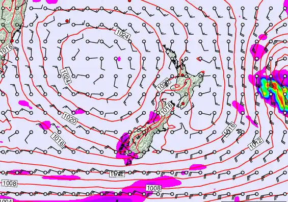 New Zealand forecast chart for Sunday, March 15th, 2026 at 6:00 AM