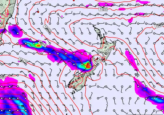 New Zealand forecast chart for Tuesday, March 17th, 2026 at 6:00 AM